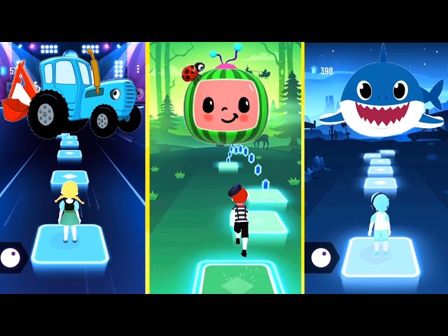 BLUE TRACTOR VS COCOMELON VS BABY SHARK - Tiles Hop EDM Rush Game