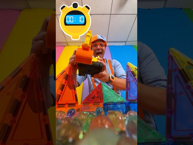 Excavator BALL PIT Countdown! Blippi's Tabletop Toy Play! #blippi #shorts