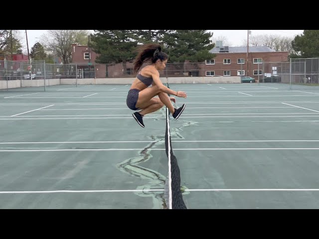 Ghost hurdle (same-foot takeoff & step-out landing) → acceleration