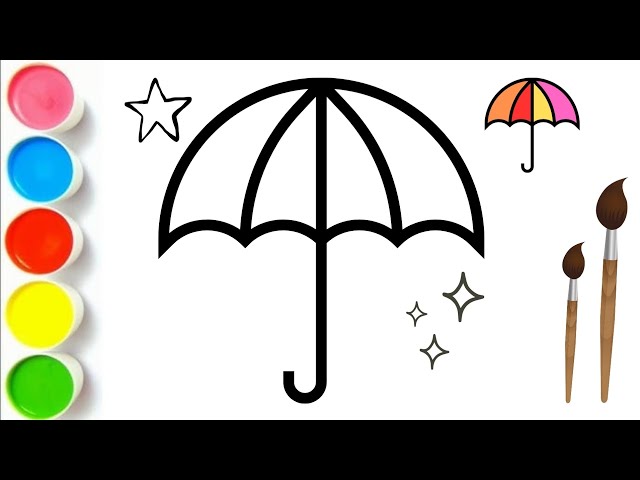 Easy Umbrella Drawing for Kids | Umbrella Drawing & Coloring Tutorial | Umbrella Art for Children