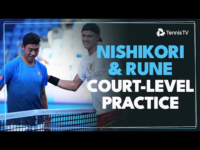 Home Hero Kei Nishikori Court-Level Practice with Holger Rune in Tokyo!