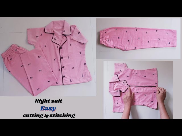 Night dress easy cutting and stitching/collar night suit for girls @StylebyRadhika_