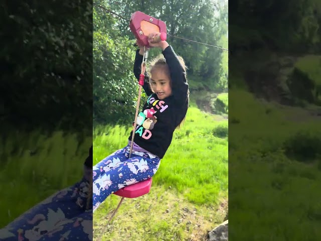 Cute Baby Girl Goes ZIPLINE Useful Outdoor Activity for KIDS #walking #shorts #babygirl #outdoor