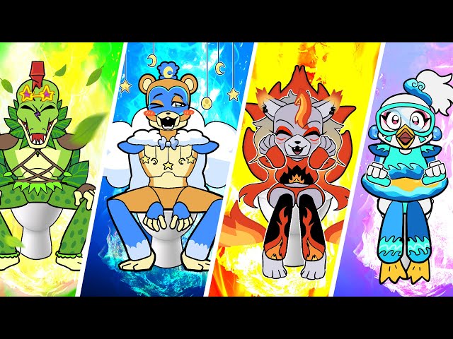 [Animation] 🔥🧊🌿🌍Fire, Water, Air and Earth But Restroom| FNAF Security Breach Animation | SLIME CAT