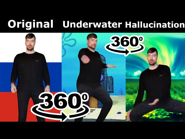 Mr Beast Rizz (Original vs Underwater vs Hallucination Versions) 360º