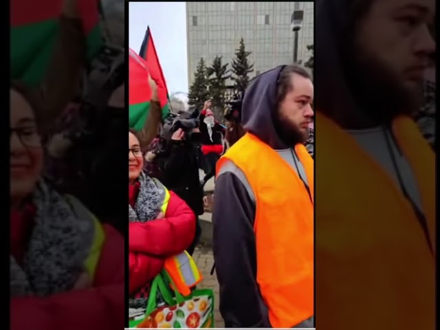 Qweenine at Palestine rally pushing a women down that cut her off.