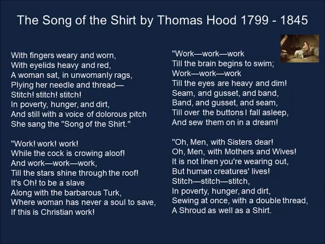 Song of the Shirt by Thomas Hood 1799-1845