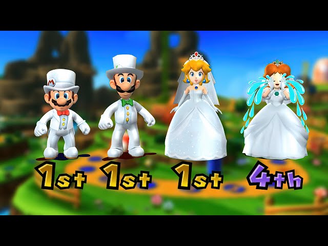 Mario Party 9 Party Mode - Toad's Road Mario Wedding Vs Peach Wedding Vs Luigi Wedding Vs Daisy