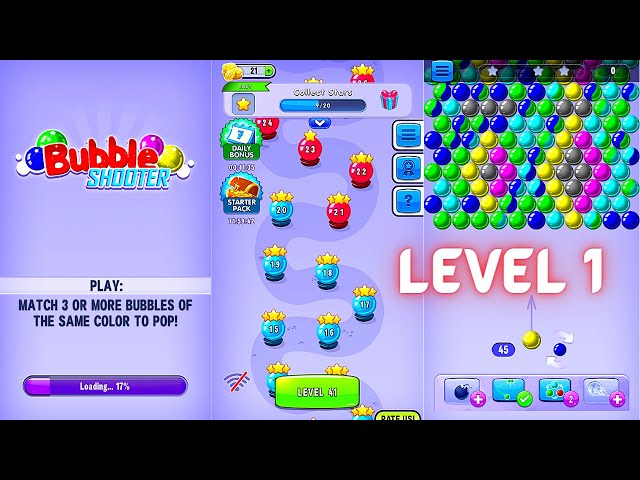 Bubble Shooter Game Level 1 - Bubble Shooter Gameplay | Free Bubble Shooter Game | Bubble Game