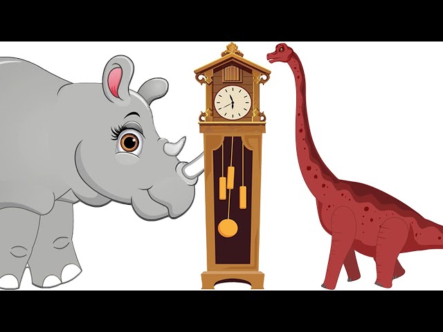 Hickory Dickory Dock Rhinoceros vs Brachiosaurus Song -Preschool Songs for Circle Time