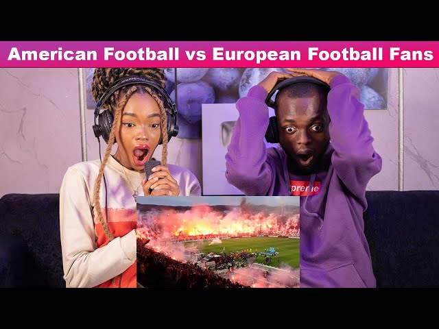 OUR FIRST TIME WATCHING American Football Fans vs European Football Fans - REACTION!!!😱