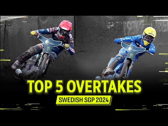 The best action in Sweden! 🔥 Top 5 Overtakes #SwedishSGP 2024 | FIM Speedway Grand Prix