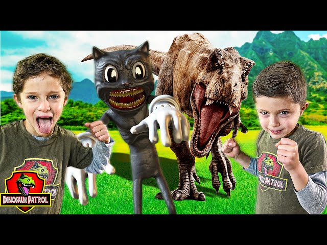 Cartoon Cat Attacks Dinosaur Park | Dinosaur Patrol Rescue Giant Tyrannosaurus | Dinosaurs for Kids