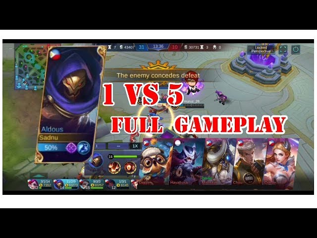 1 vs 5 Aldous Full Gameplay - Mobile Legends