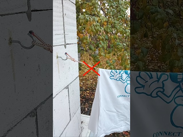 Useful Lifehack for Home! How to make a simple and reliable tensioner for a clothesline #shorts #diy