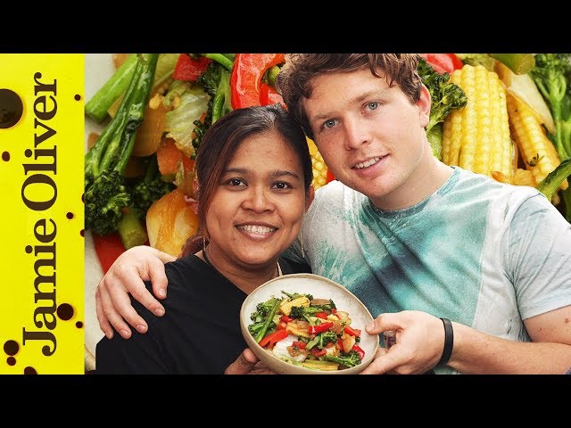 Poo cooks Vegetable Stir Fry with Tim Shieff