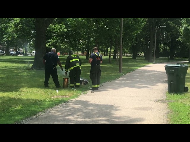 Chicago Fire Department put out small fire in Piotrowski Park (July 5, 2022)