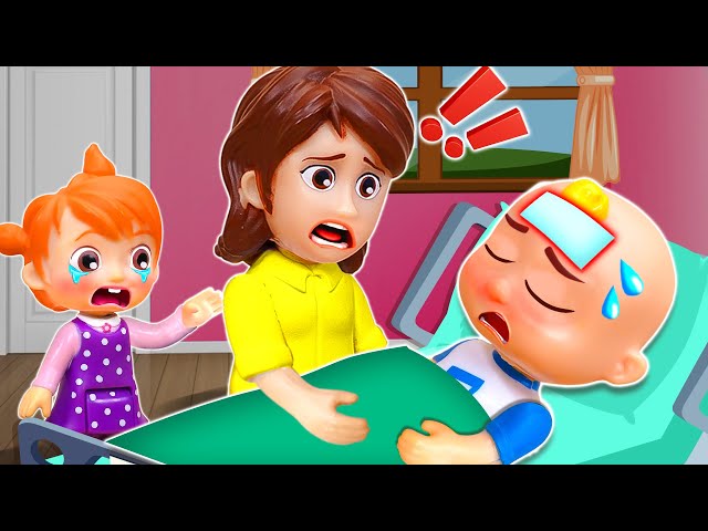 Baby Sick Song - Ten in the Bed & CoComelon Play with Toys