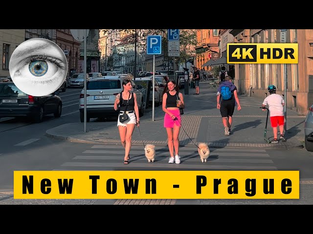 Czech Republic Prague in 4k Walk: Streets of New Town (Nové Město) quarter 🇨🇿 HDR ASMR