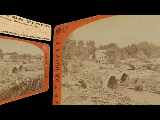 School House & Stone Bridge, Leeds, Mill River Flood 1874 (VR 3D still-image)