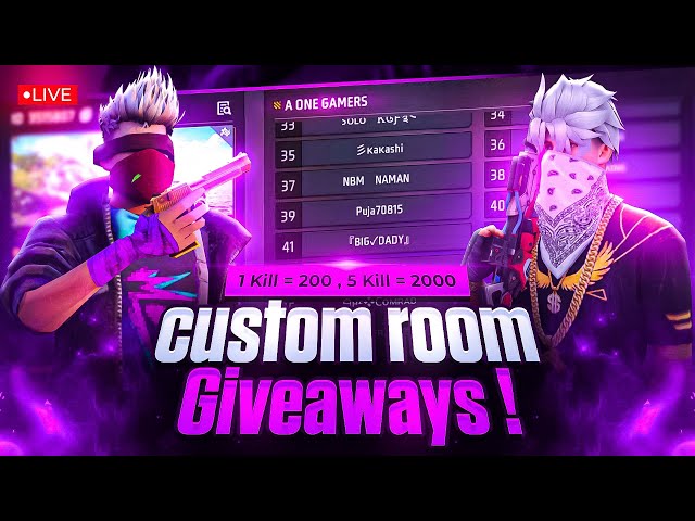 FREE FIRE LIVE CUSTOM ROOM GIVEAWAY | FF LIVE TEAM CODE GIVEAWAY | FF LIVE GIVEAWAY DJ ALOK |FF LIVE