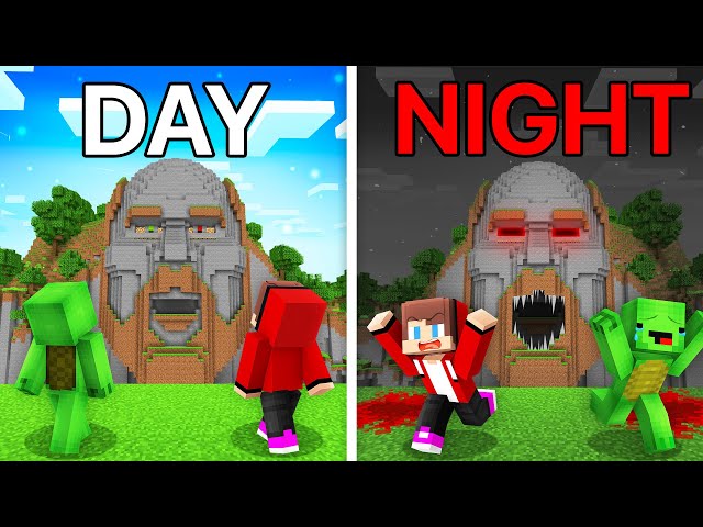 JJ and Mikey on Notch Temple Became Scary at Night Challenge - Maizen Parody Video in Minecraft