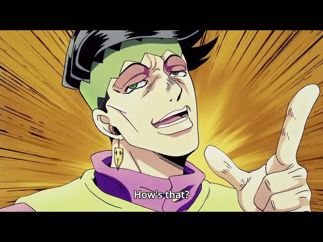 ジョジョ: Rohan insults Josuke's hairstyle 『HD』