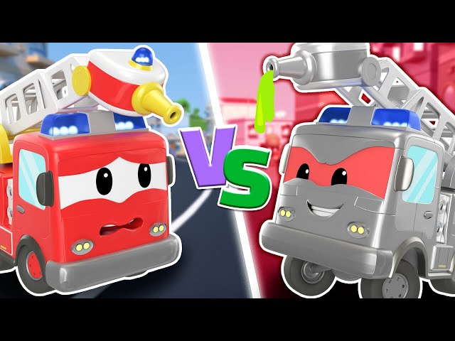 EVIL ROBOT FIRETRUCK causes chaos in the farm! Super Robot to the rescue! - Super Robot Truck Fights