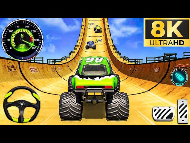 Monster Truck Mega Ramp Extreme Racing -  Impossible GT Car Stunts Driving Android Game part12(8K)