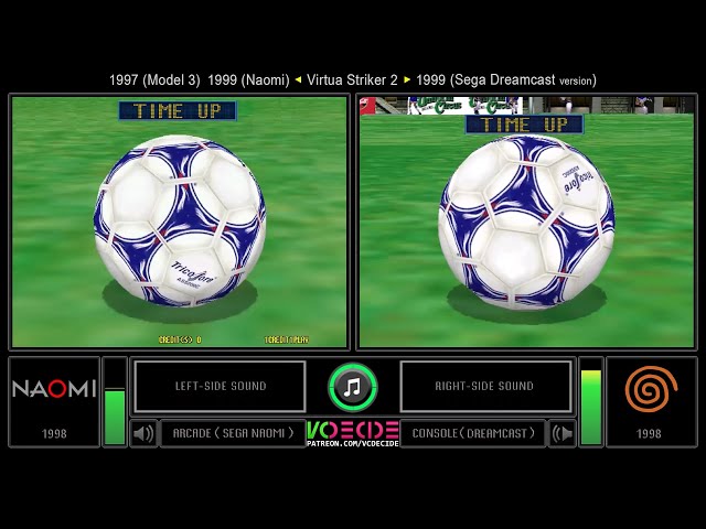 Virtua Striker 2 (Arcade vs Dreamcast) Side by Side Comparison