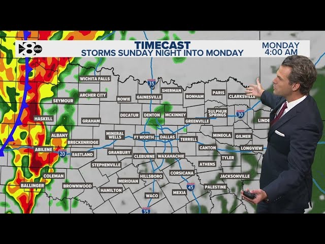 DFW Weather: Storms possible Sunday night into Monday