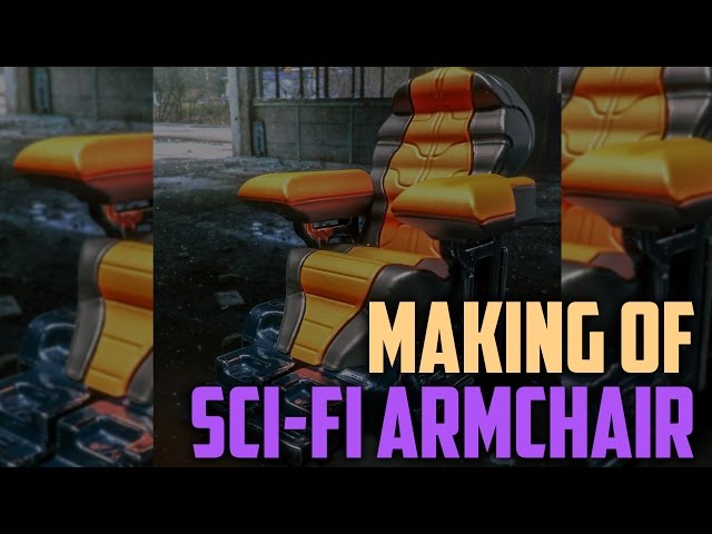 Sci-fi armchair concept in 3D-Coat, SketchRetopo, InstantMeshes, Vray and VRSCans