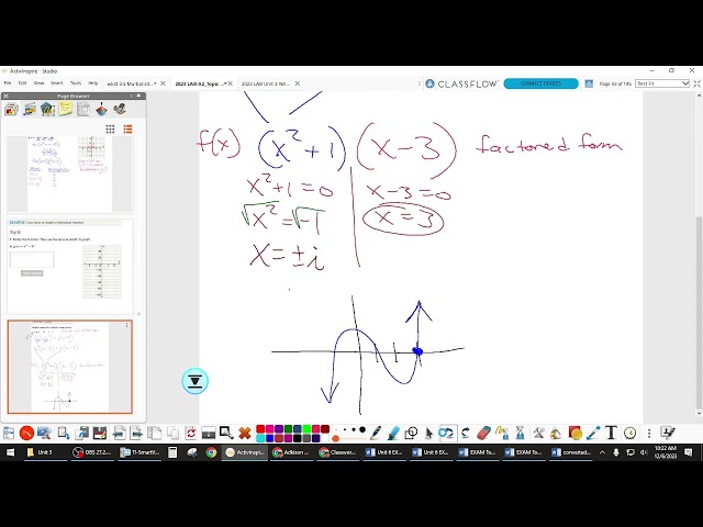 12,6 A2 LAB Practice with Multiplicity, zeros, and graphing