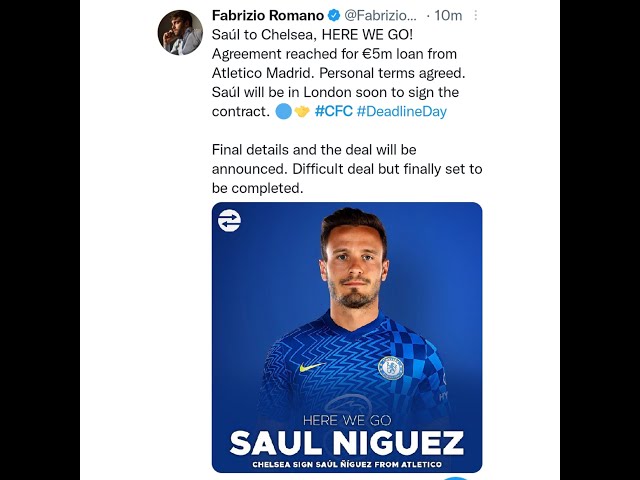 DONE DEAL: CHELSEA SIGNS SAUL NIGUEZ ON LOAN ACCORDING TO FABRIZIO ROMANO & SKY SPORTS NEWS!!