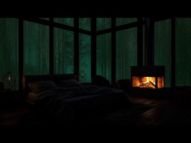 Relax in a Cozy Cabin with Fireplace and Rain Forest Sounds for a Peaceful Night’s Sleep 🌧️🔥