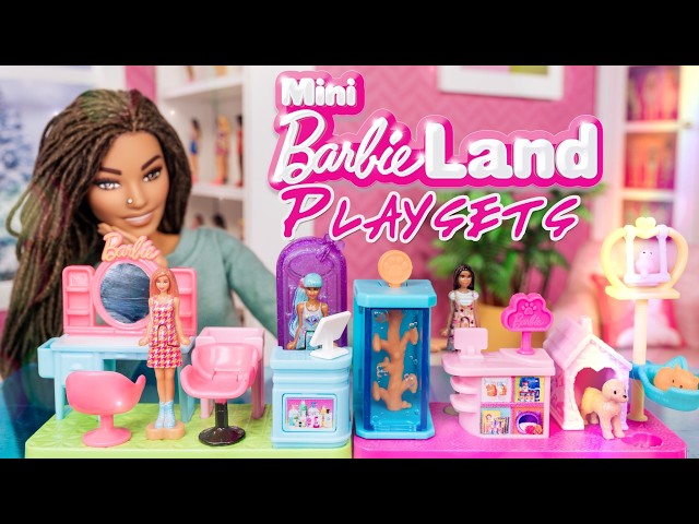 NEW Mini BarbieLand Play Sets?! Salon, Pet Shop, Beach | Dolls for Dolls