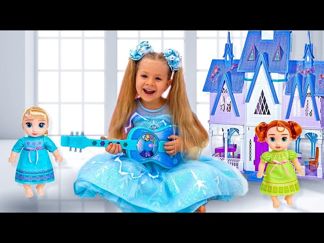 Diana Plays with Disney Frozen Toy Guitar and other Frozen toys