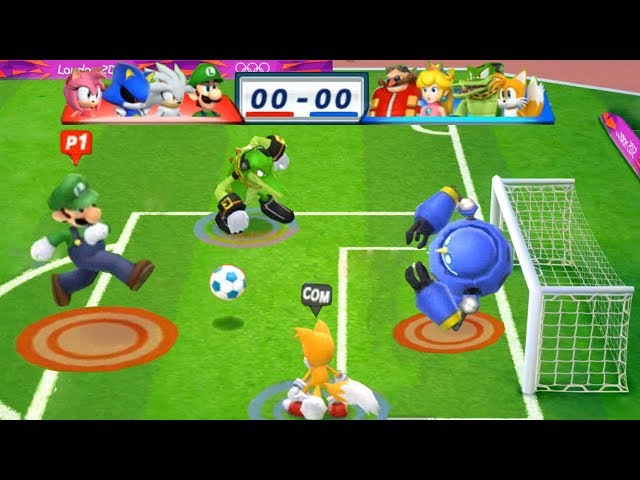 Mario & Sonic At The London 2012 Olympic Games Football #161 Luigi, Silver, Metal Sonic, Amy