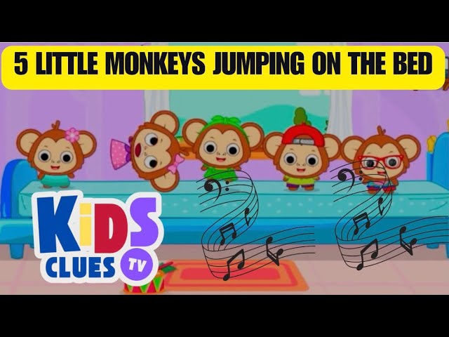 Five Little Monkeys Jumping on the Bed Song | KIDS CLUES TV NURSERY RHYME