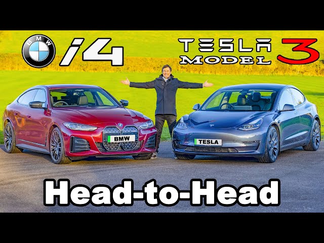 BMW i4 v Tesla Model 3 REVIEW with 0-60mph test!