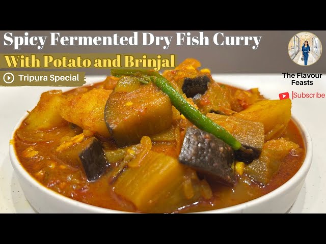 Tripura Style Fiery Red Fermented Dry Fish Curry with Potato and Brinjal | শিদল দিয়ে আলু বেগুনের ঝোল