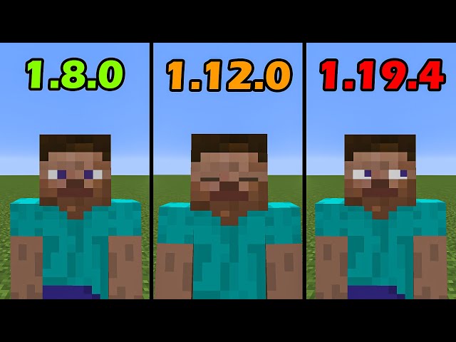 minecraft in 1.8.0 vs 1.12.2 vs 1.19.4