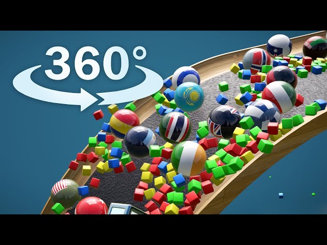 Marble Run Race Tournament #:8 360 panorama spherical video. Relaxing and Fun Video. ASMR. VR