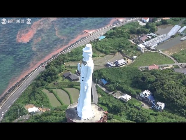 巨大観音像の解体作業始まる　兵庫・淡路島