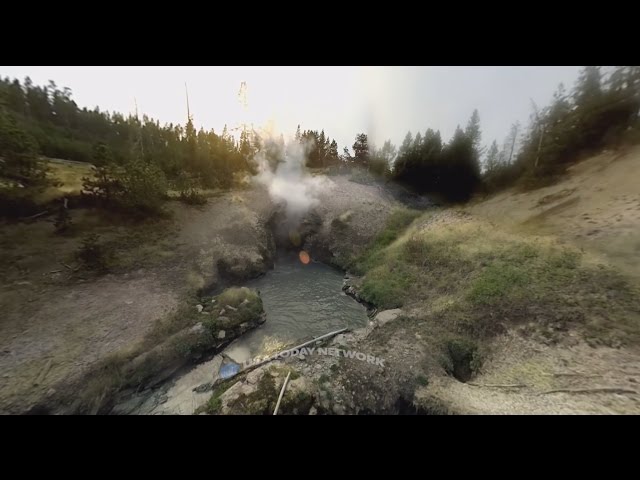 Watch Old Faithful's epic eruption in 360 degrees at Yellowstone National Park