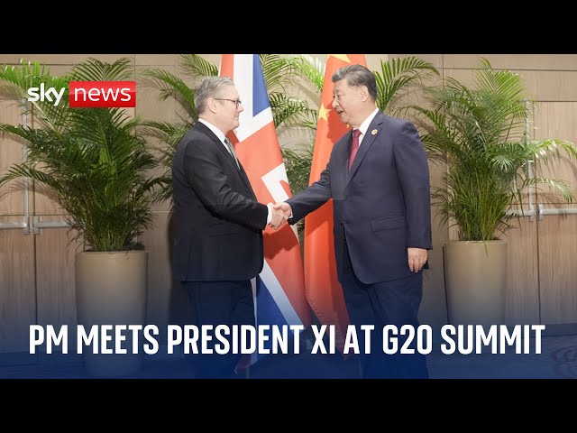 Prime minister says 'strong UK-China relationship is important' as he meets President Xi