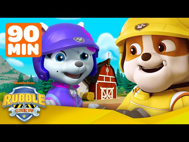 PAW Patrol Rubble's Monster Truck Rescue & Mighty Pup Saves! | 90 Minute Compilation | Rubble & Crew