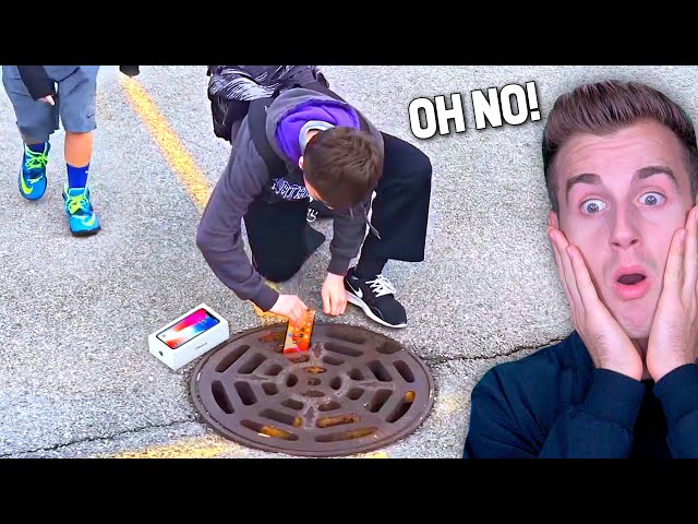 I DROPPED His iPhone In The SEWER...