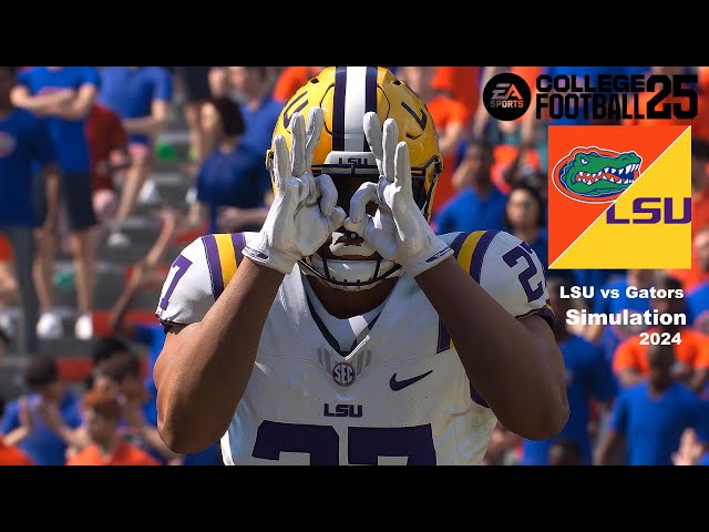 College Football 25 LSU Tigers vs Florida Gators Simulation 4K Full Game Play.