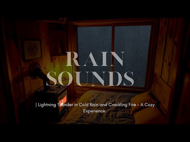 Rain and Tranquility | Lightning Thunder in Cold Rain and Crackling Fire - A Cozy Experience